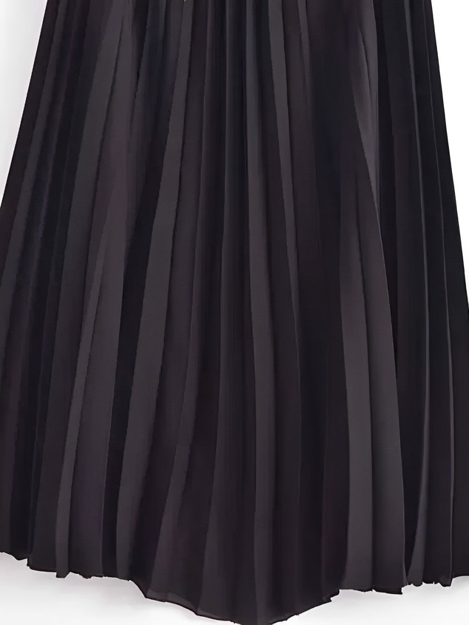 Vestido Feminino Midi de Alfaiataria sem Mangas com Decote V Plissado - Simona