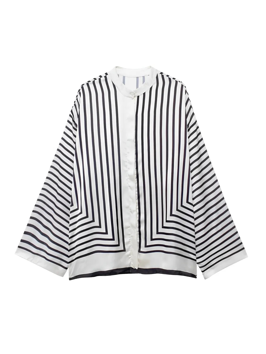 Camisa Feminina Bata Listrada com Manga Flare - Giulia