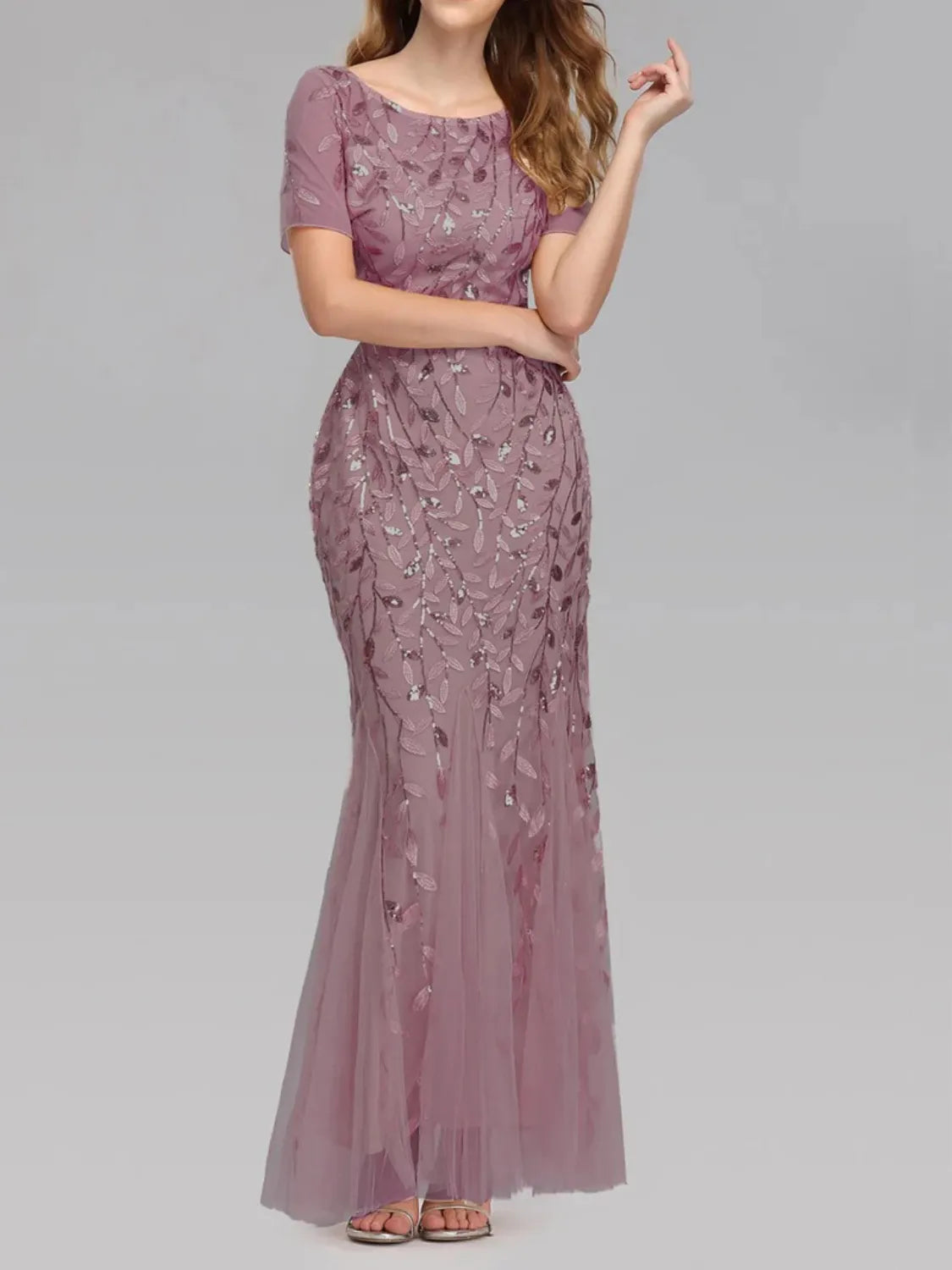 Vestido Feminino Longo de Festa Sereia com Tule e Bordados - Lyra