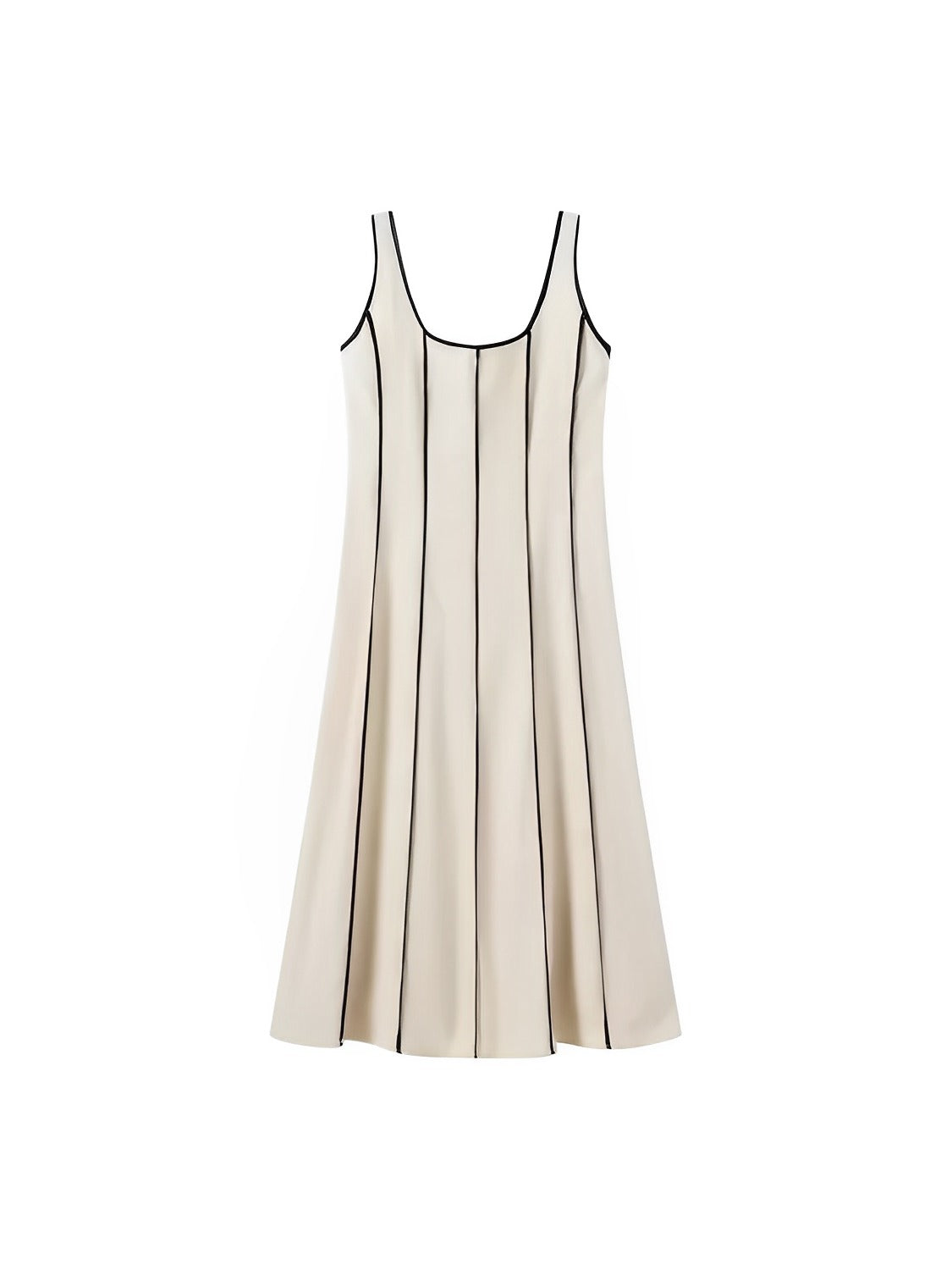 Vestido Feminino Midi com Decote Canoa e Listras em Relevo - Ariadne
