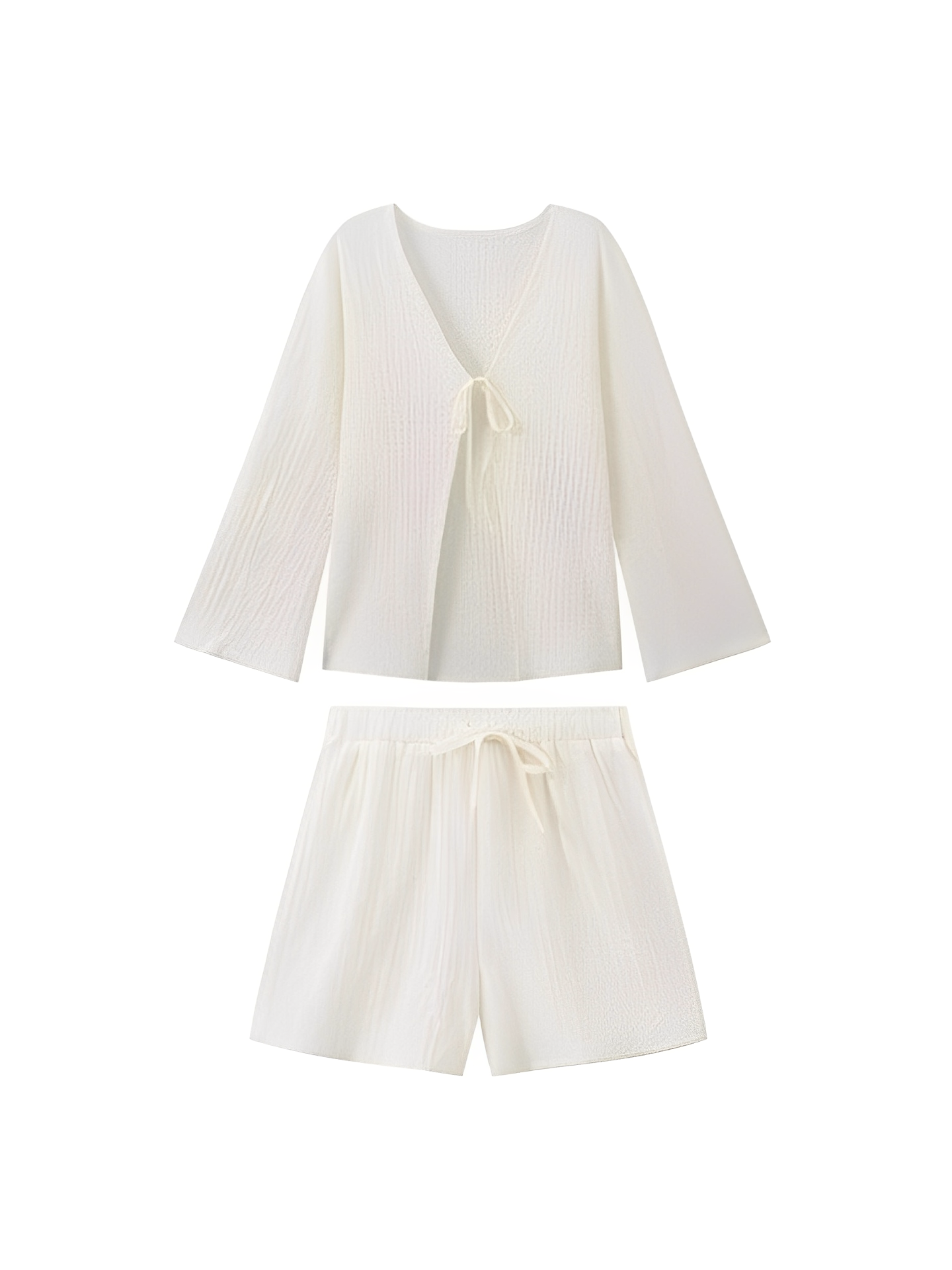 Conjunto Feminino Texturizado com Camisa de Amarração Frontal e Shorts Soltinhos - Daisy