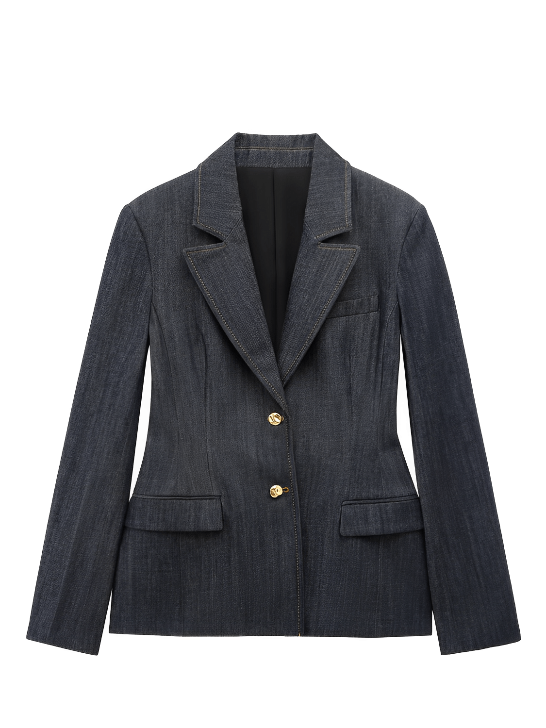 Conjunto Feminino de 3 Peças Jeans com Blazer Acinturado Corset Peplum e Calça Wide Leg Cintura Alta - Kendall