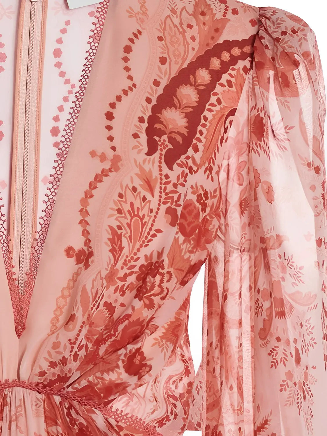 Vestido Feminino Longo Estampado de Manga Longa e Acinturado - Clarisse