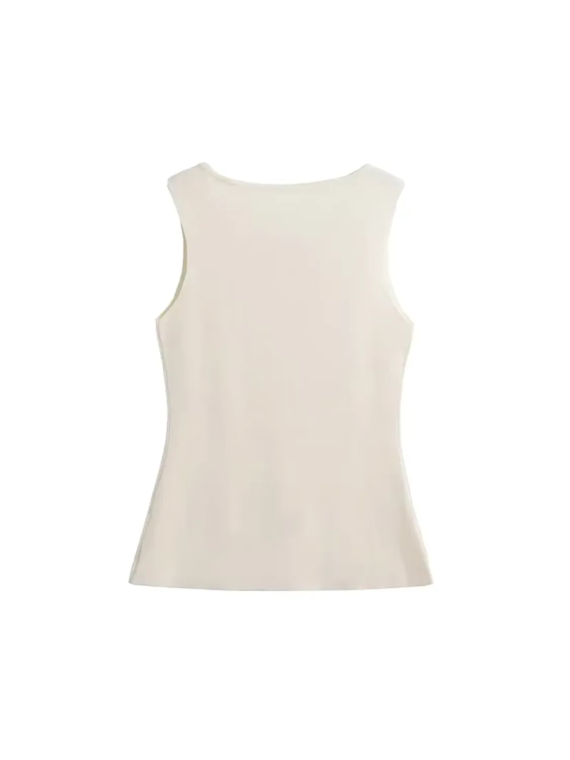 Blusa Feminina Alfaiataria com Decote Redondo e Botões Dourados - Dalila