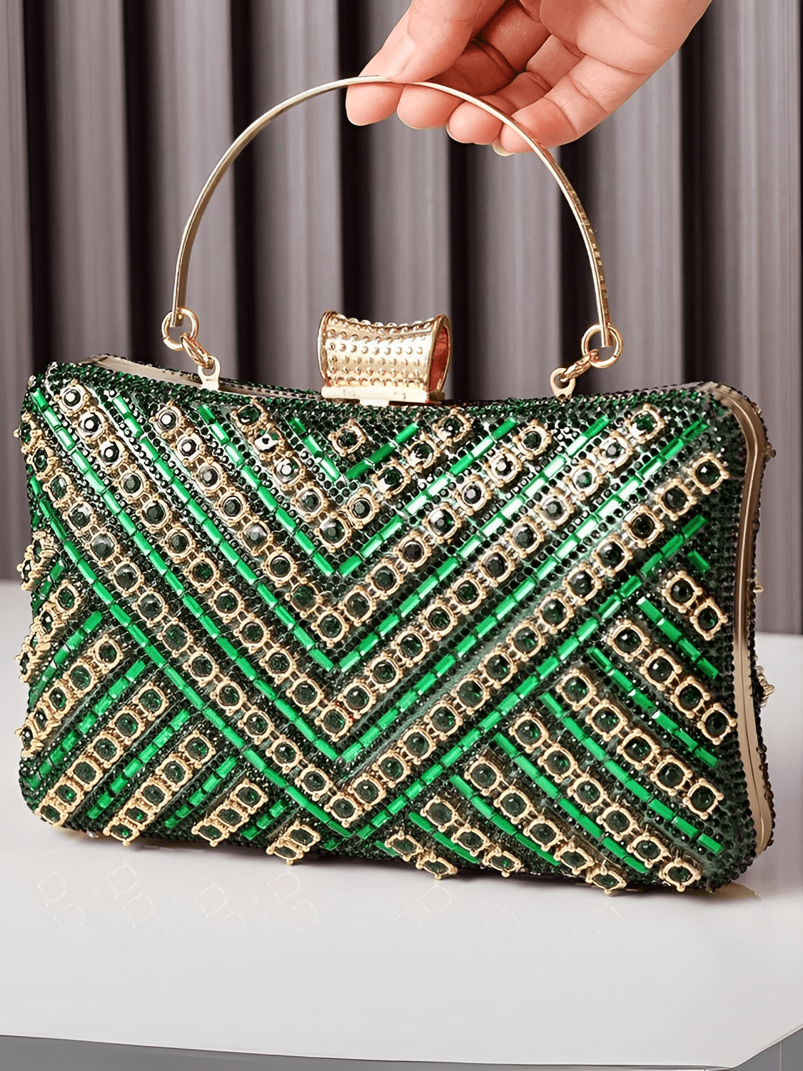 Bolsa Feminina Clutch Com Cristais e Alças Removíveis para Festa  –  Nayra