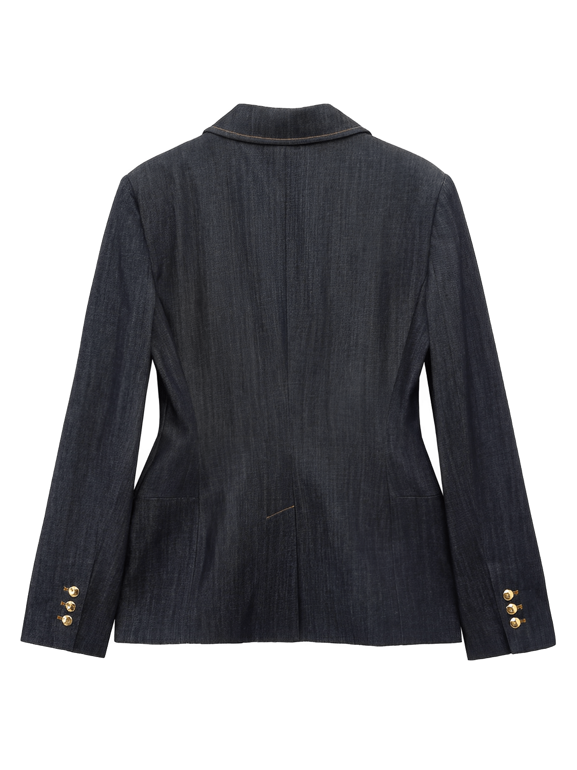 Conjunto Feminino de 3 Peças Jeans com Blazer Acinturado Corset Peplum e Calça Wide Leg Cintura Alta - Kendall