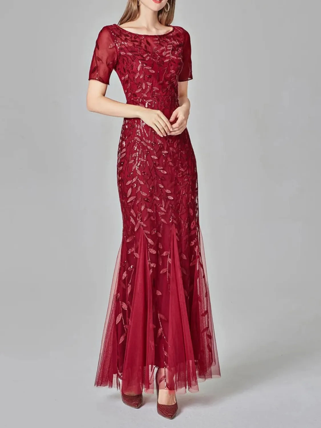 Vestido Feminino Longo de Festa Sereia com Tule e Bordados - Lyra