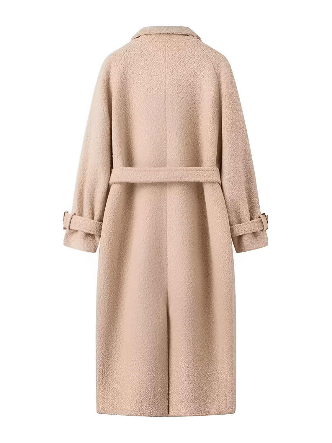 Sobretudo Feminino Longo Teddy em Lã com Cinto Faixa Removível e Fivelas nas Mangas – Jennie