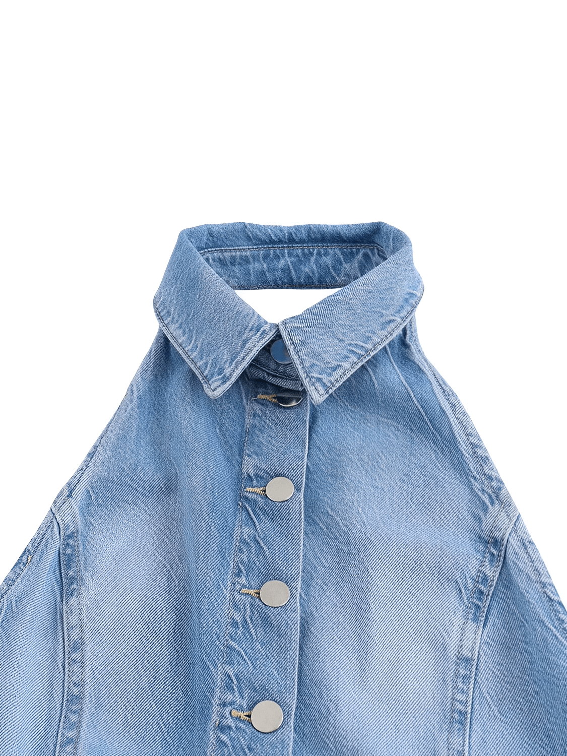 Macacão Feminino Jeans com Decote Nadador e Abertura Frontal em Botões Modelagem Wide Leg  - Jordana