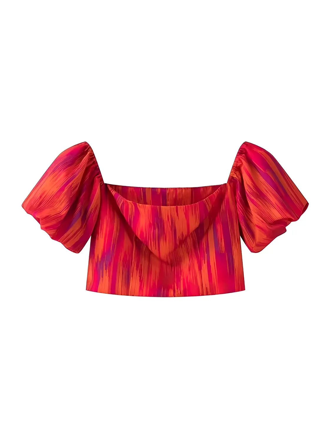 Conjunto Feminino Estampado com Blusa Ciganinha e Mangas Bufantes e Saia Lápis - Martina