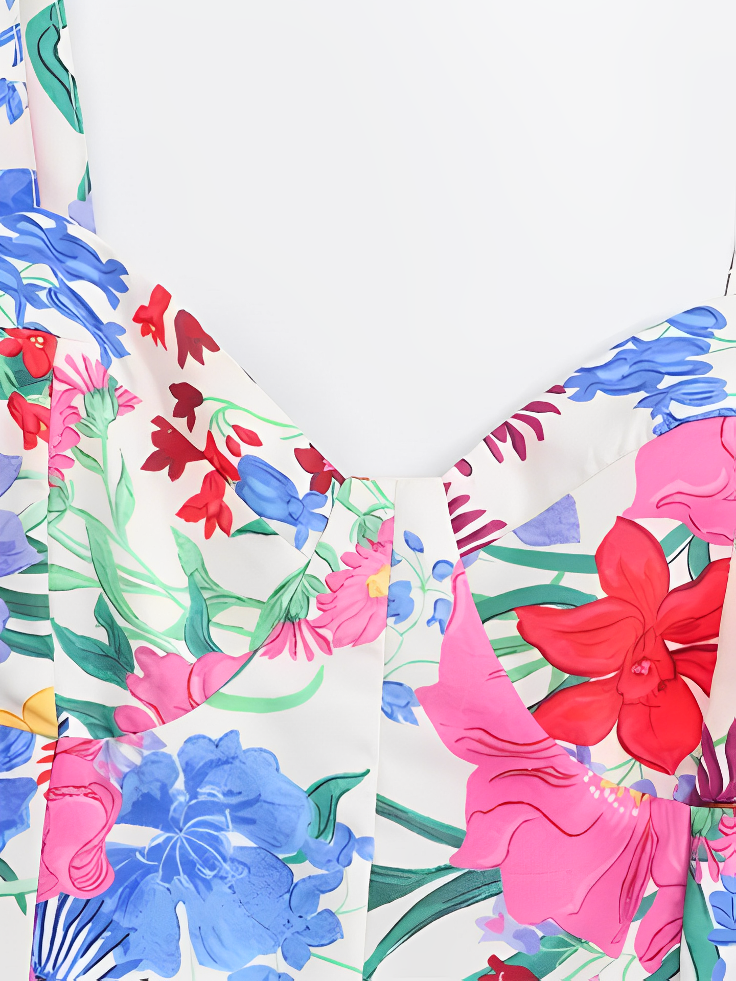 Vestido Feminino Longo Estampado Floral com Alças Finas e Decote Coração - Antonella