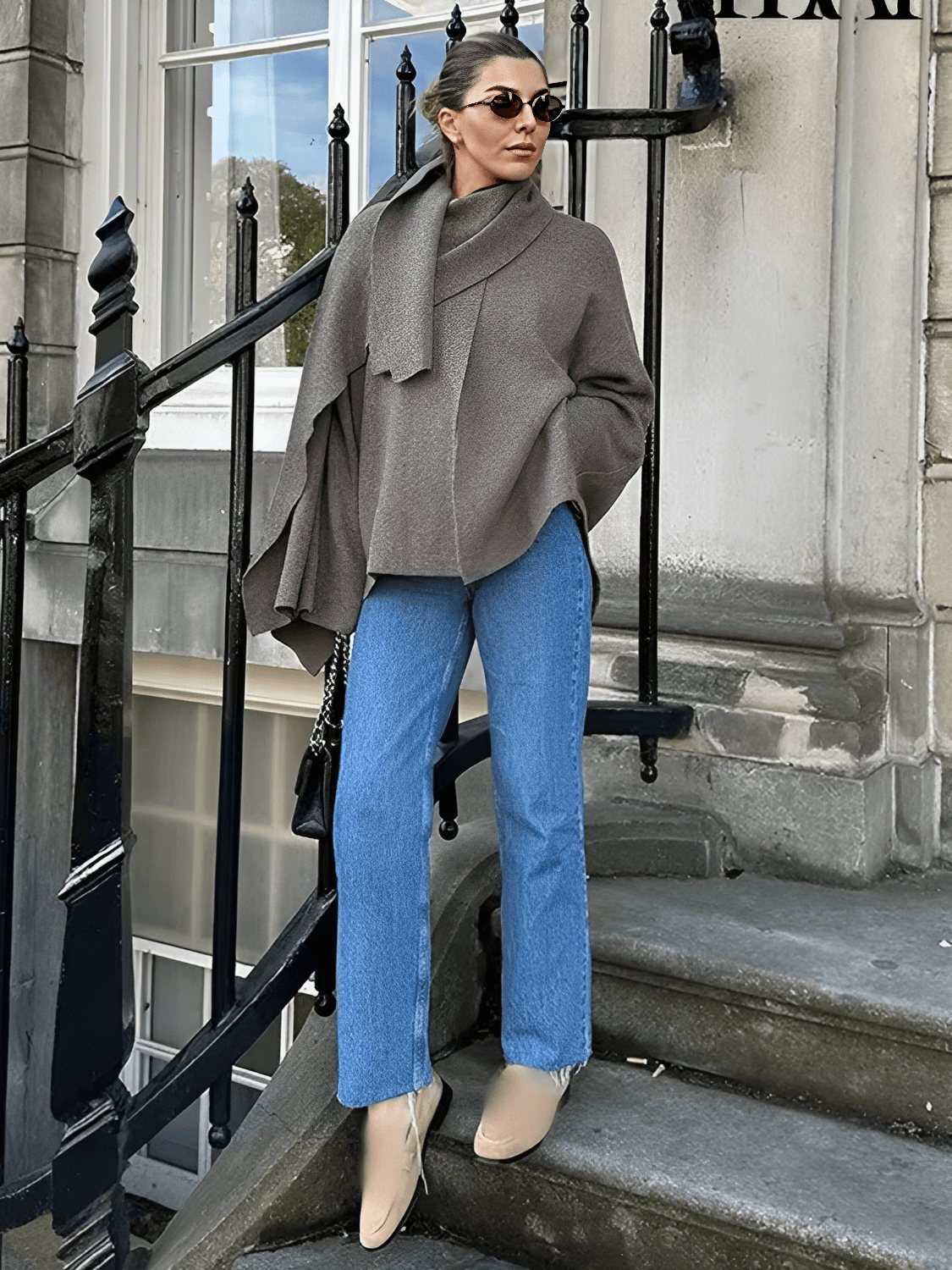 Casaco Feminino Poncho com Gola Lenço Elegante – Alana
