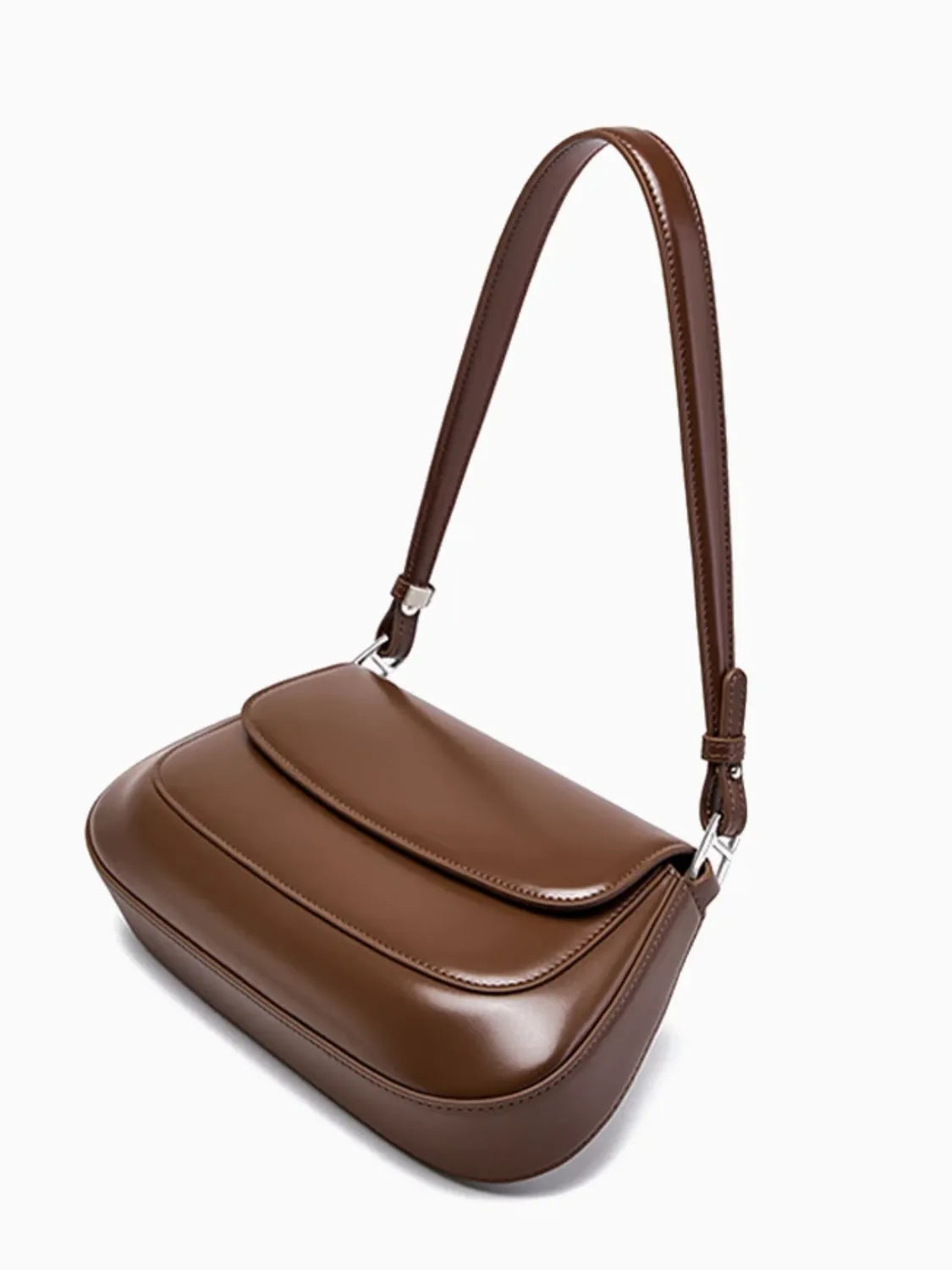 Bolsa Feminina Baguete Tiracolo em Couro Genuíno com Alça Ajustável - Briana [FRETE FULL]