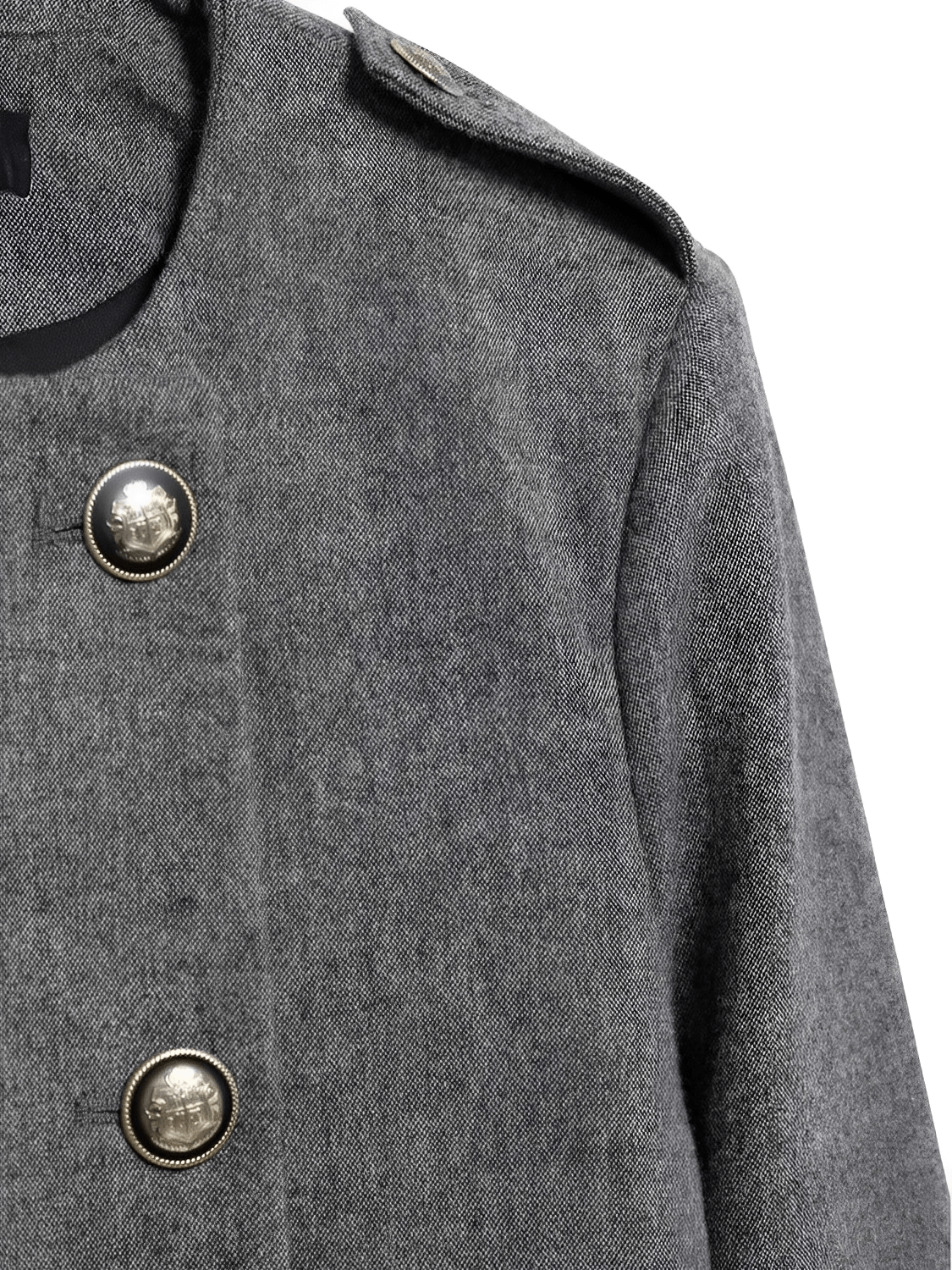 Conjunto Feminino em Alfaiataria Estruturada com Casaco Trespassado de Botões Duplos Ombreira Decorativa e Saia Curta Plissada – Cristine