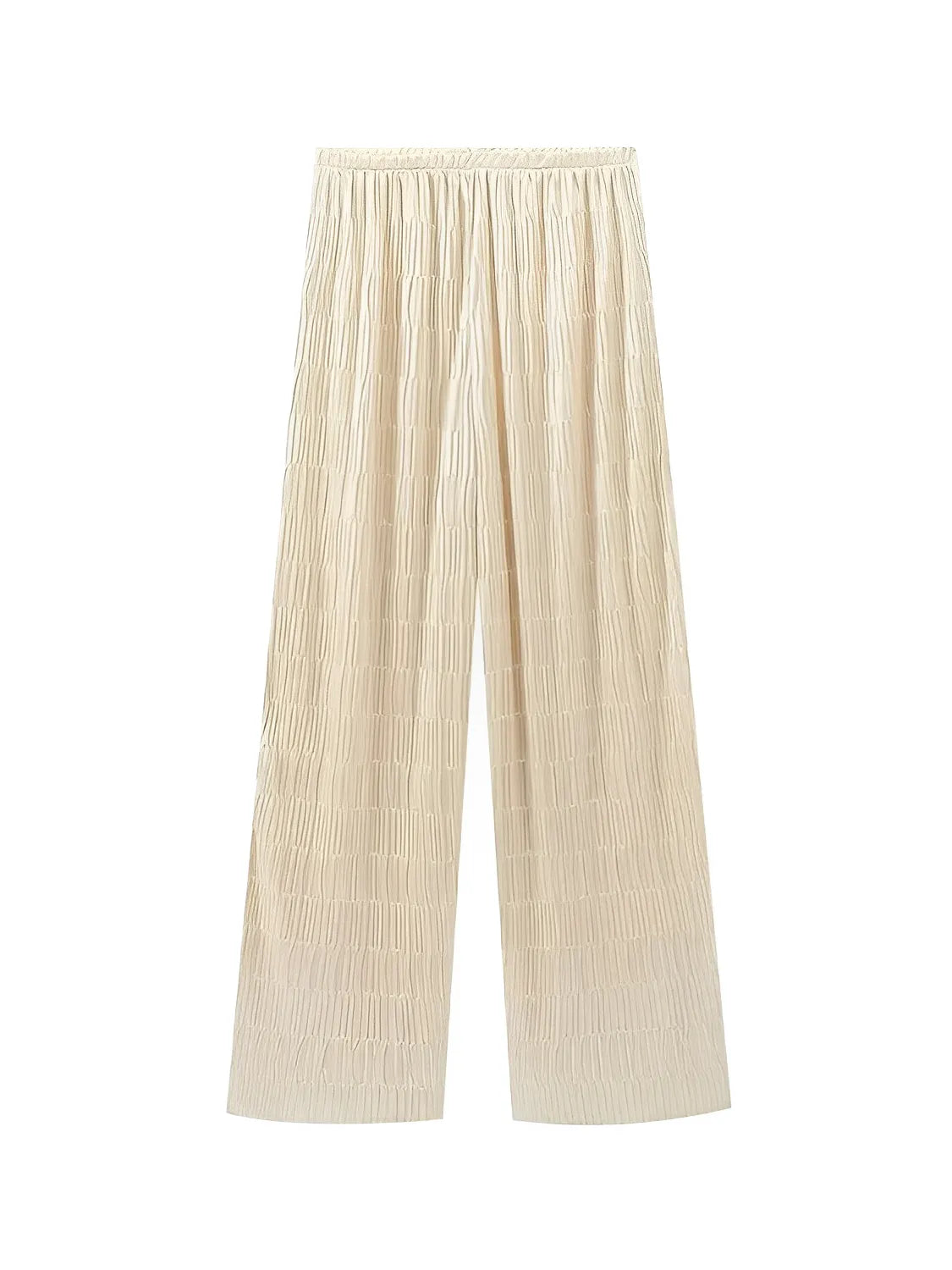 Conjunto Feminino Plissado Blusa Assimétrica Acinturada e Calça Pantalona - Camille