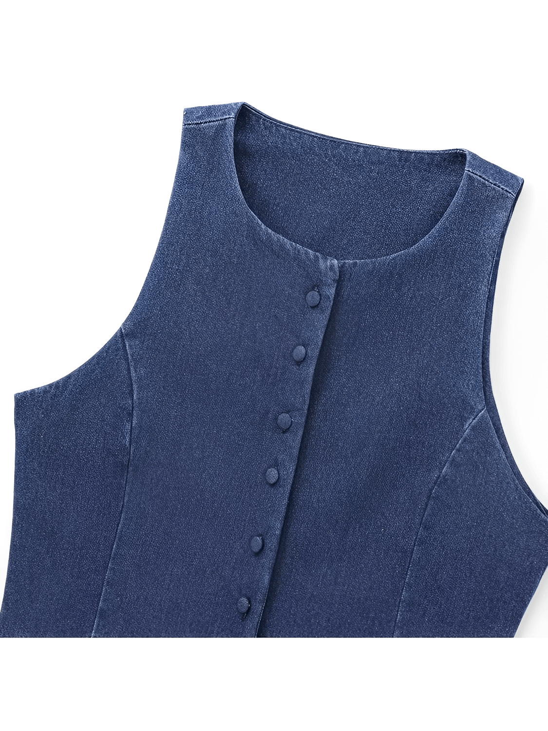 Colete Feminino Jeans Acinturado com Botões Retrô – Larissa