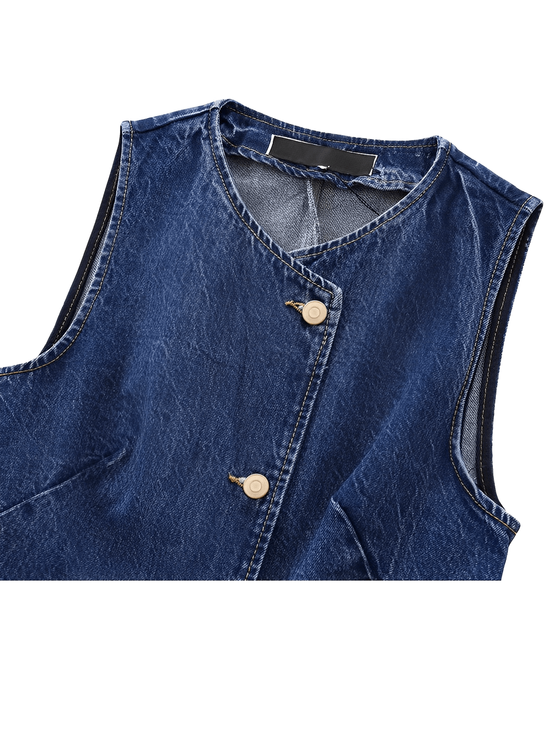Colete Feminino Jeans Ajustado com Fechamento Assimétrico em Botões – Rose