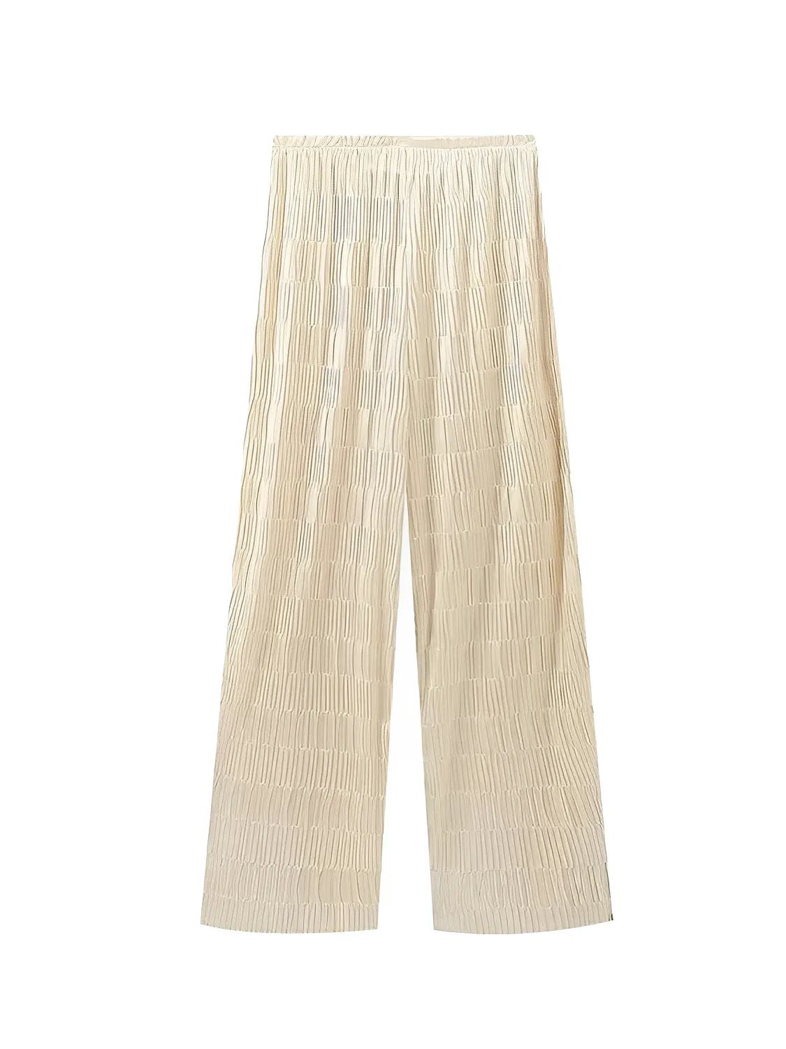 Conjunto Feminino Plissado Blusa Assimétrica Acinturada e Calça Pantalona - Camille