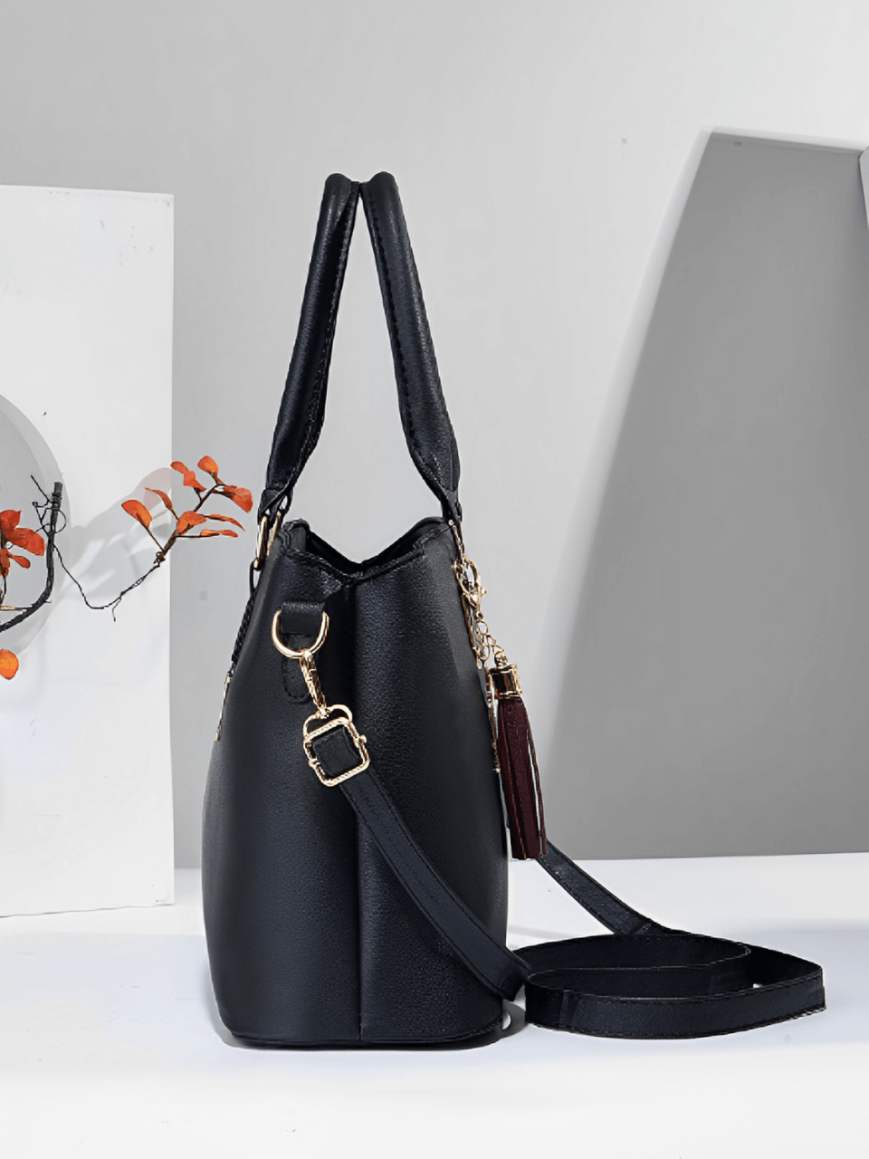 Conjunto de 2 Bolsas Femininas Elegantes com Alça Transversal e de Ombro com Zíper e Acessórios – Amber