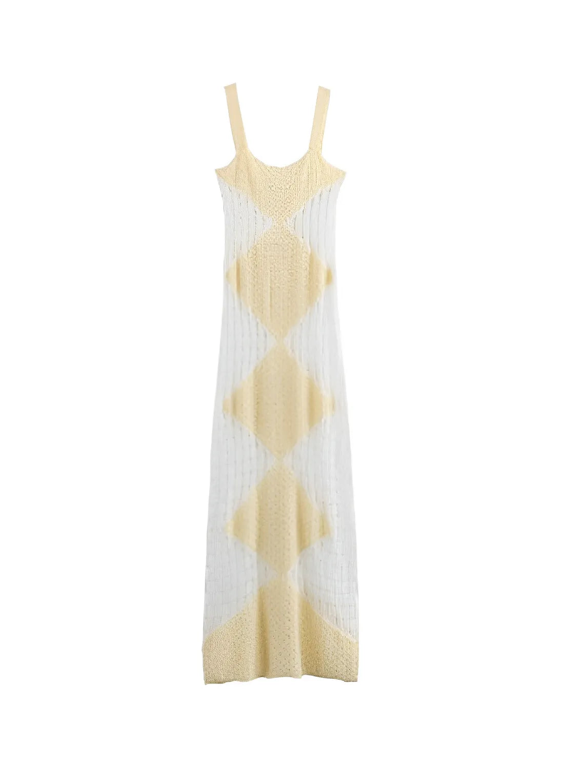 Vestido Feminino Longo de Tricô Vazado com Alças Finas - Helena