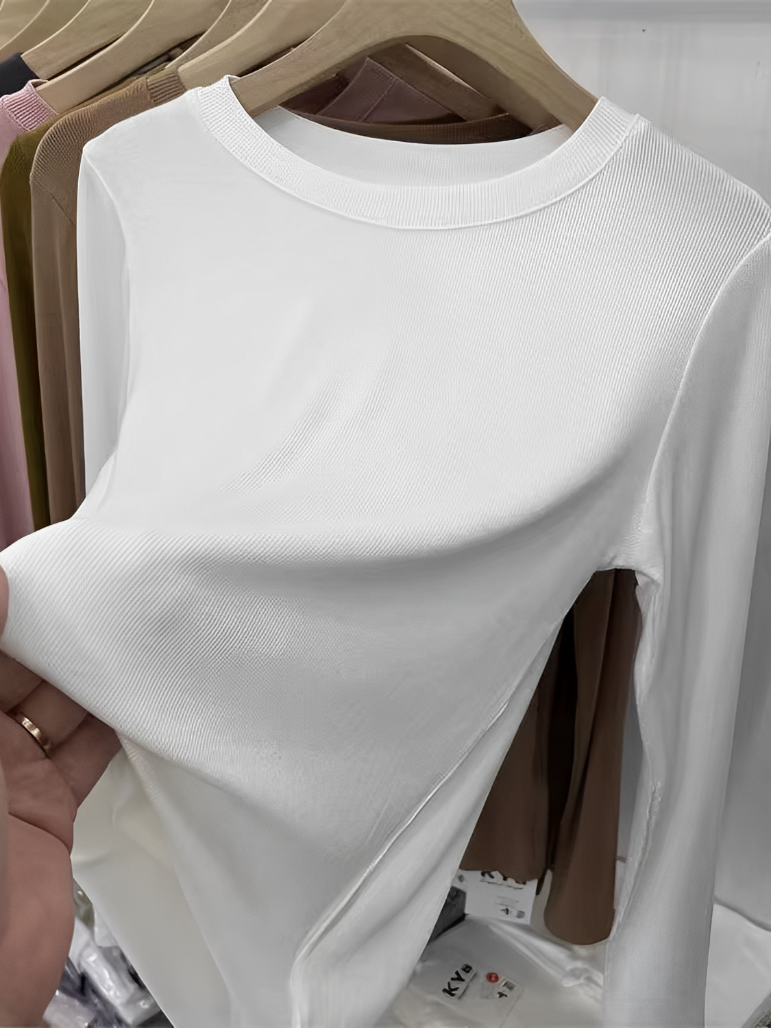 Blusa Feminina  de Manga Longa Texturizada com Gola Redonda – Izabele