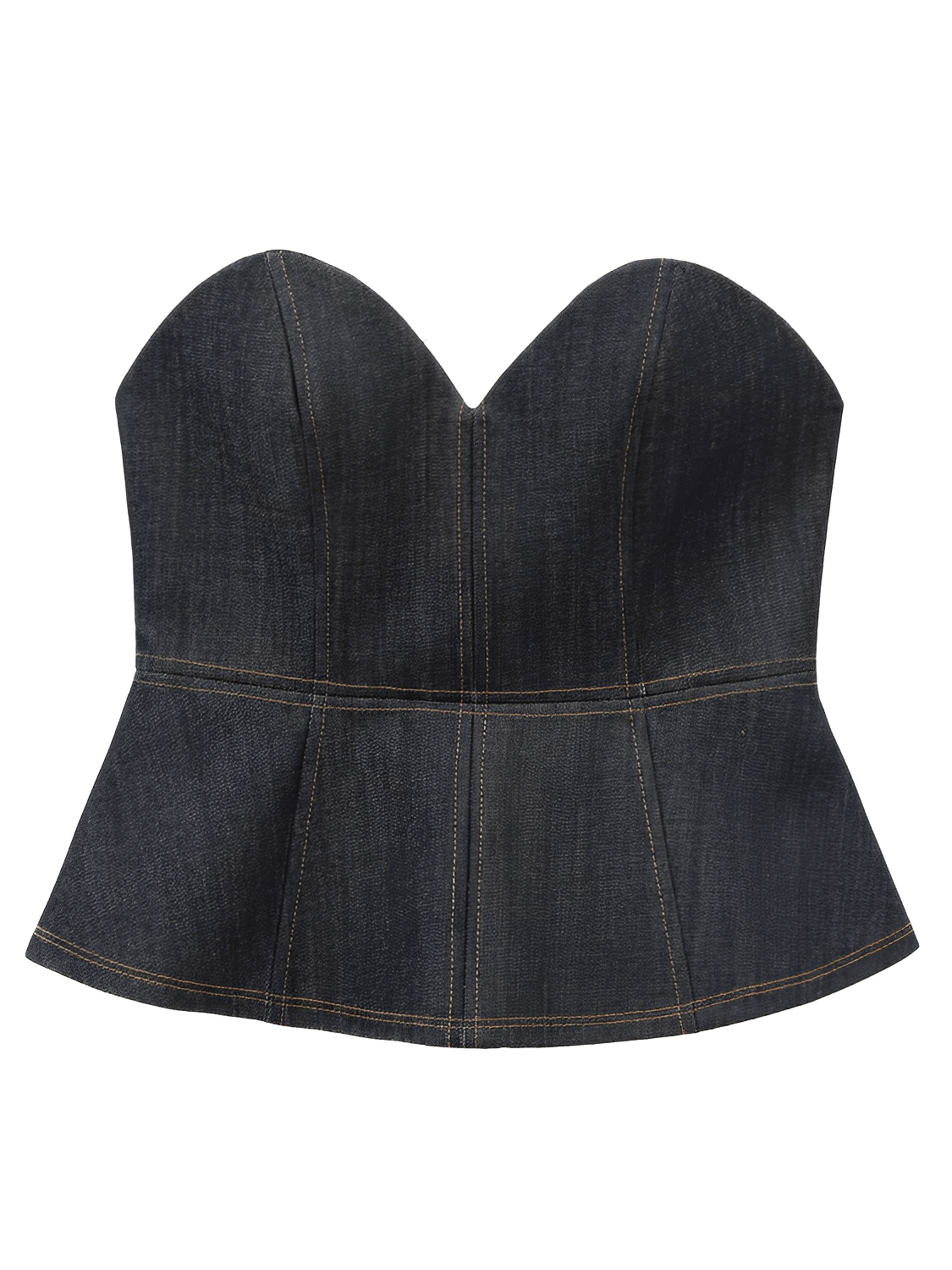 Conjunto Feminino de 3 Peças Jeans com Blazer Acinturado Corset Peplum e Calça Wide Leg Cintura Alta - Kendall