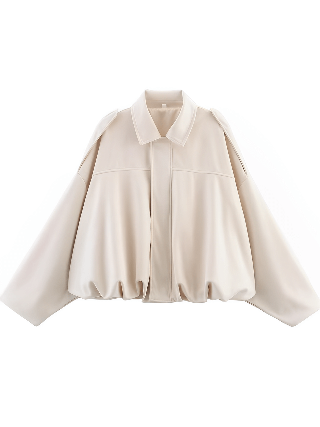 Jaqueta Feminina Bomber Oversized em Camurça com Zíper e Recortes nos Ombros – Ione