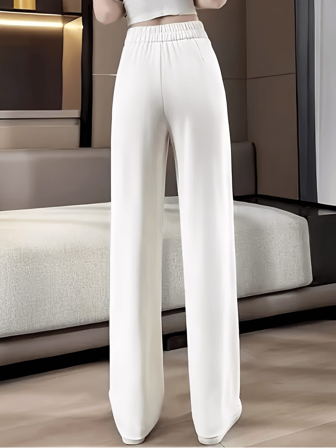 Calça Feminina Alfaiataria Wide Leg Cintura Alta com Lenço Estampado Removível e Bolsos – Amara