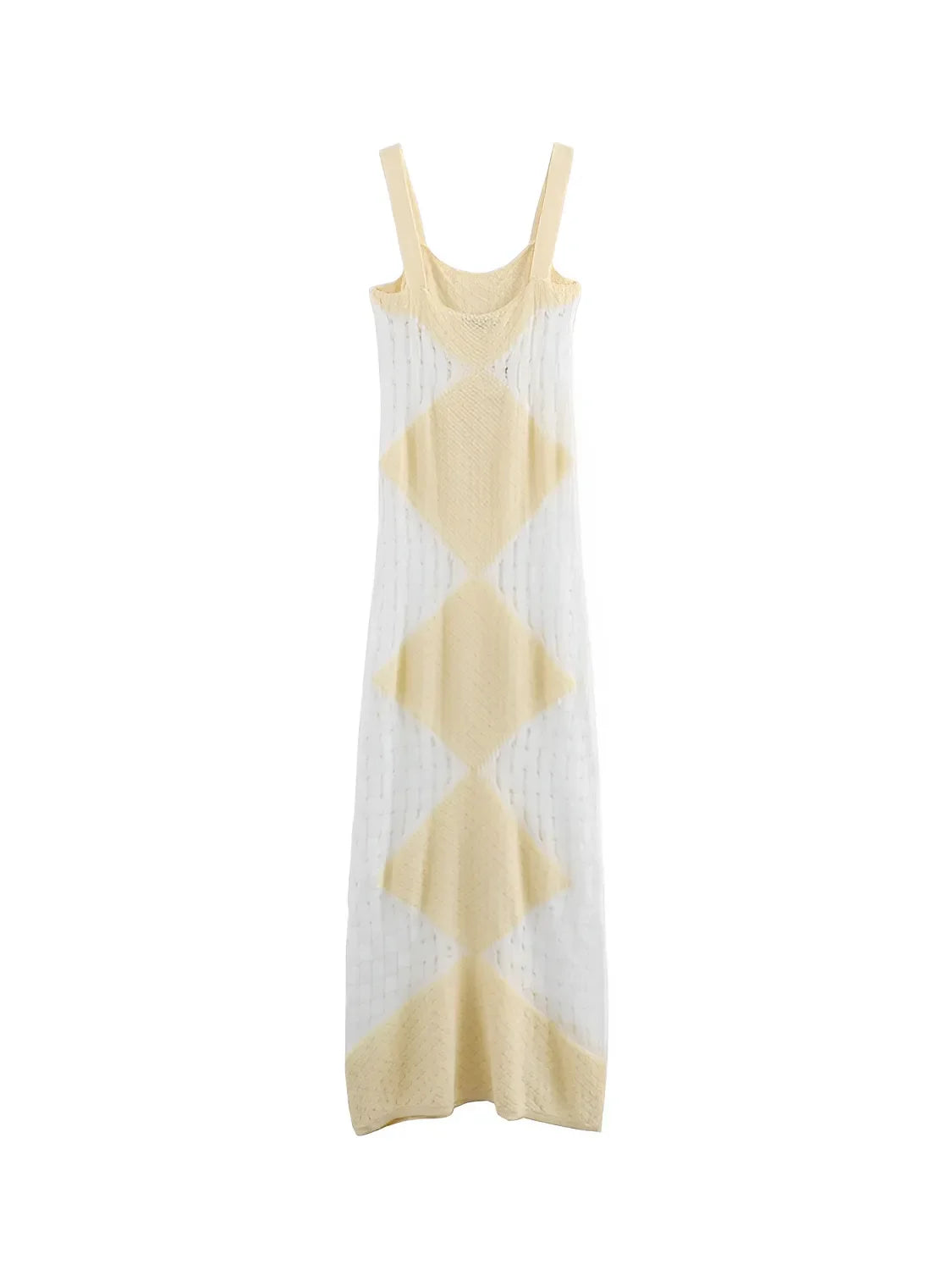 Vestido Feminino Longo de Tricô Vazado com Alças Finas - Helena