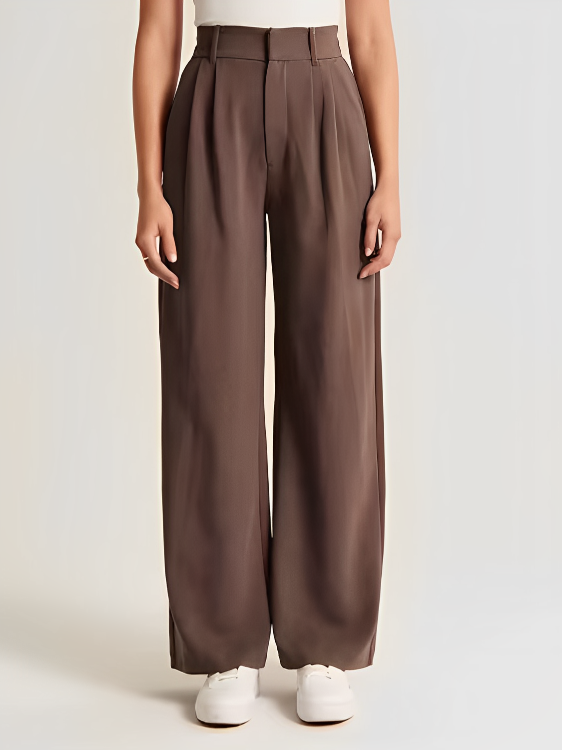 Calça Feminina de Alfaiataria com Cintura Alta e Modelagem Wide Leg – Samira