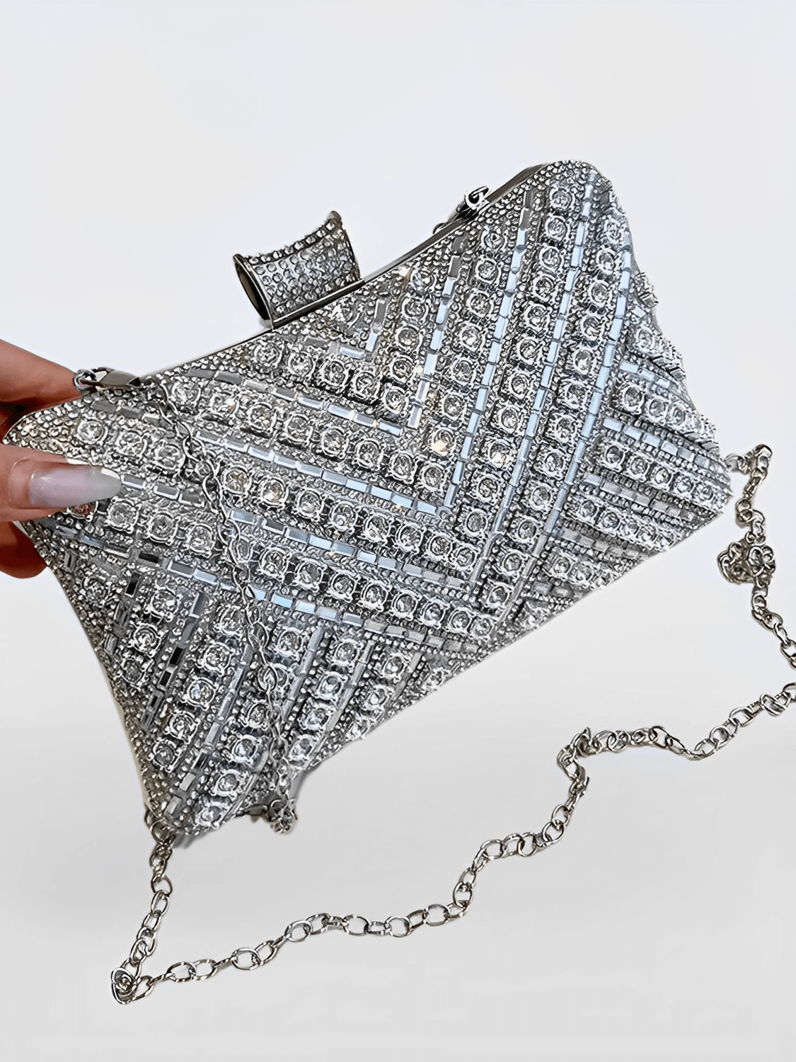 Bolsa Feminina Clutch Com Cristais e Alças Removíveis para Festa  –  Nayra