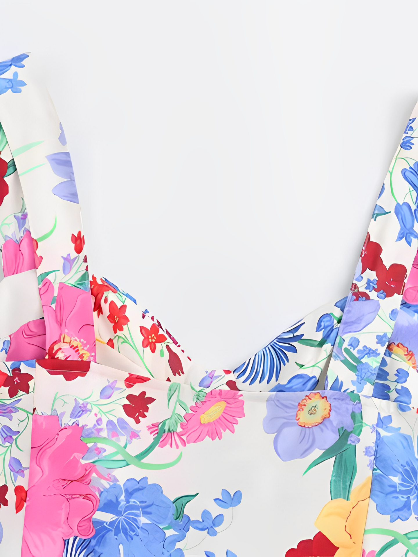 Vestido Feminino Longo Estampado Floral com Alças Finas e Decote Coração - Antonella