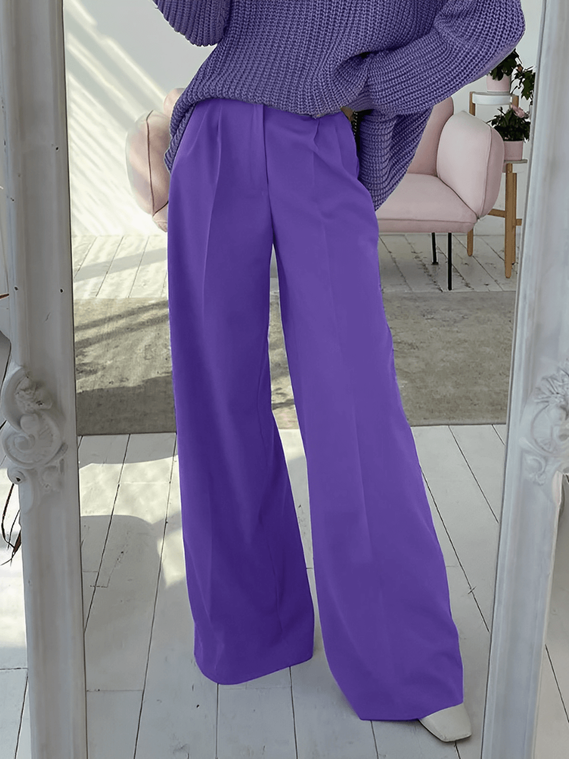 Calça Feminina Wide Leg em Alfaiataria com Cintura Alta e Bolsos – Madison
