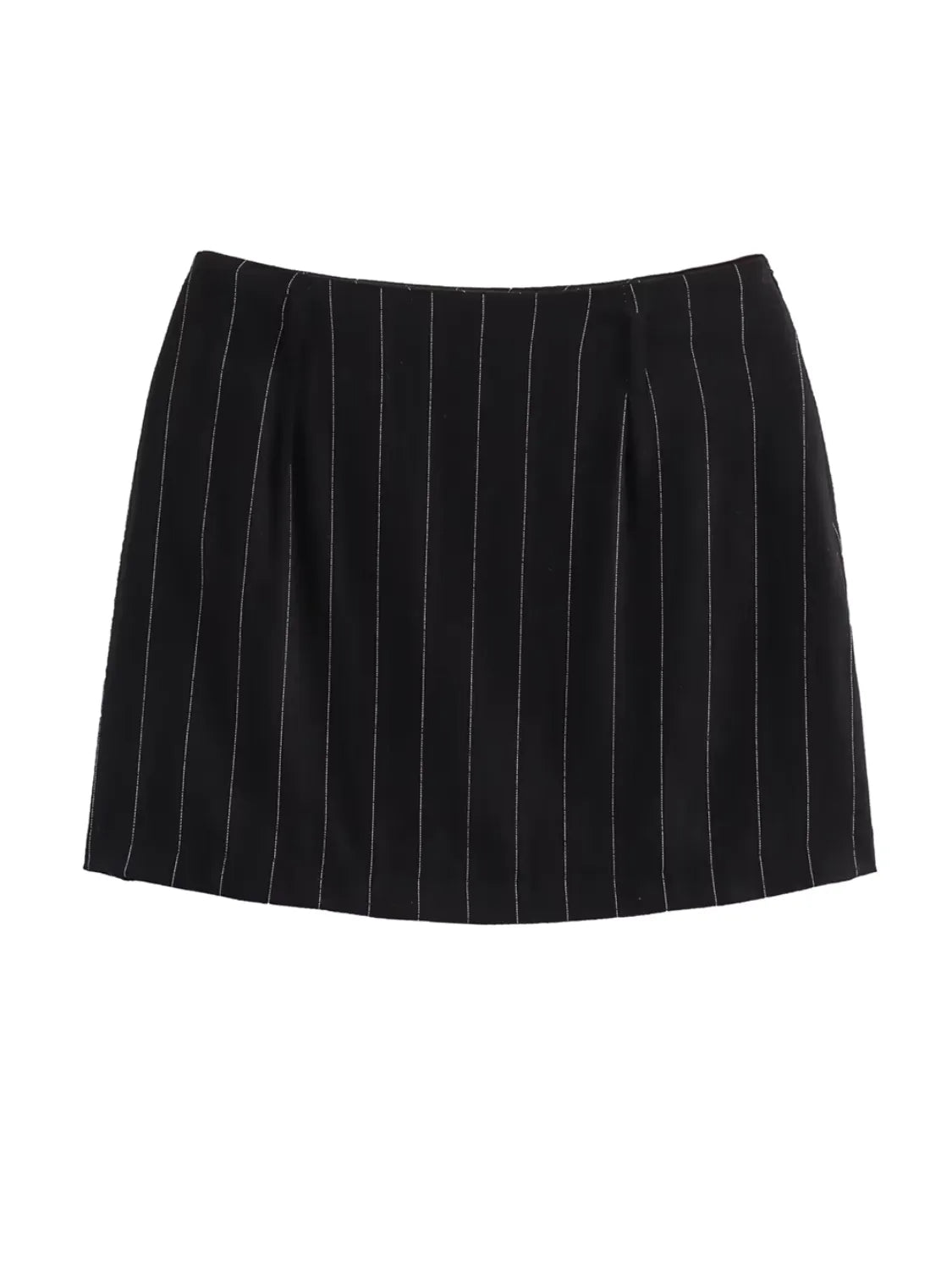 Conjunto Feminino Risca de Giz Colete com Botões e Amarração nas Costas e Saia Curta - Dara