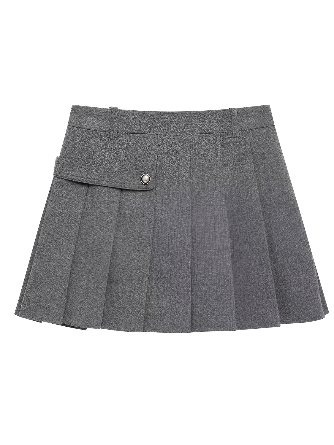 Conjunto Feminino em Alfaiataria Estruturada com Casaco Trespassado de Botões Duplos Ombreira Decorativa e Saia Curta Plissada – Cristine