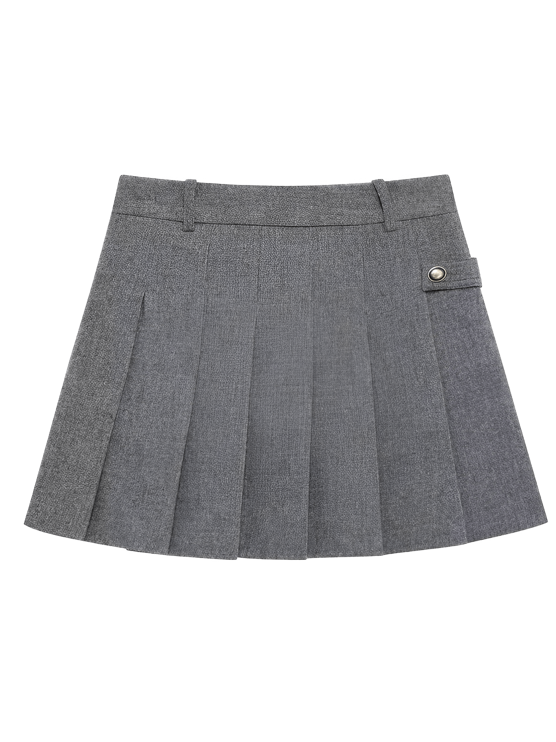 Conjunto Feminino em Alfaiataria Estruturada com Casaco Trespassado de Botões Duplos Ombreira Decorativa e Saia Curta Plissada – Cristine