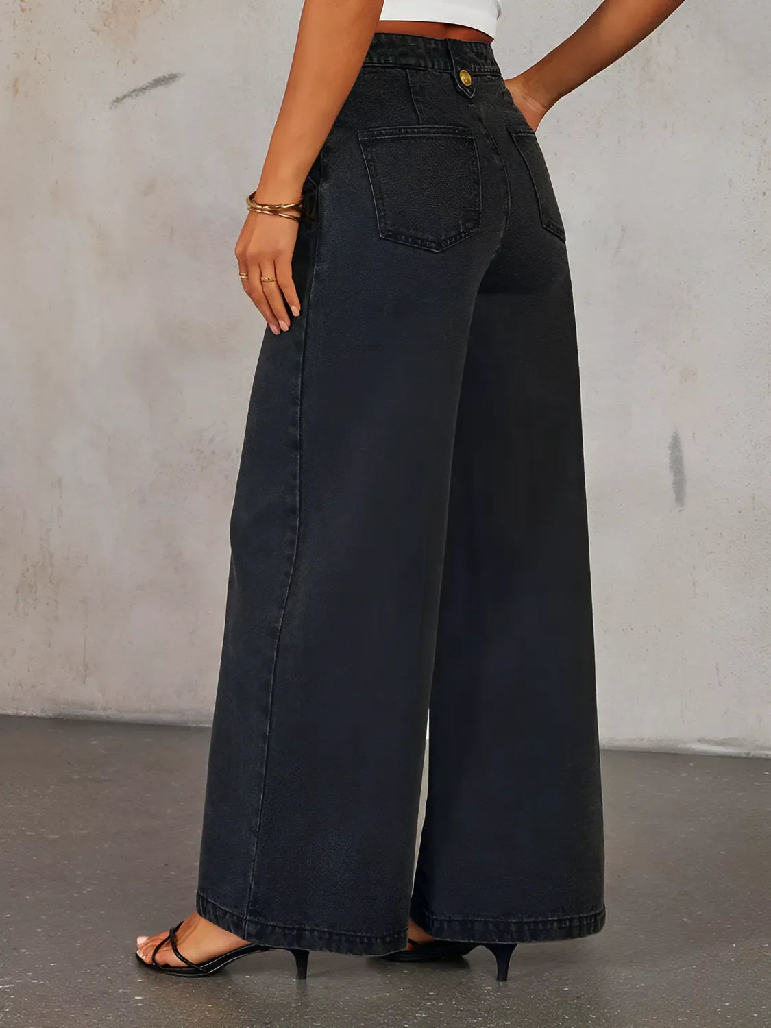 Calça Jeans  Feminina Pantalona Cintura Média - Luiza