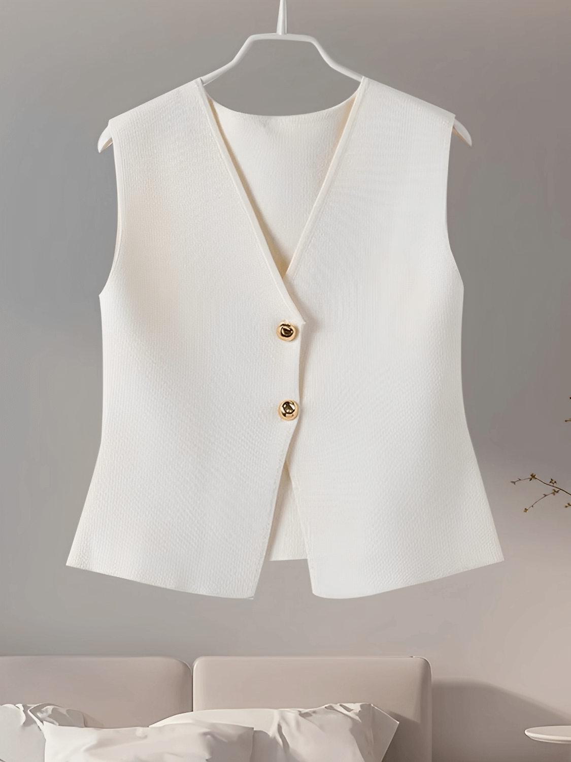 Conjunto Feminino Alfaiataria com Colete de Botões e Saia Longa em Camadas Plissada - Mirella