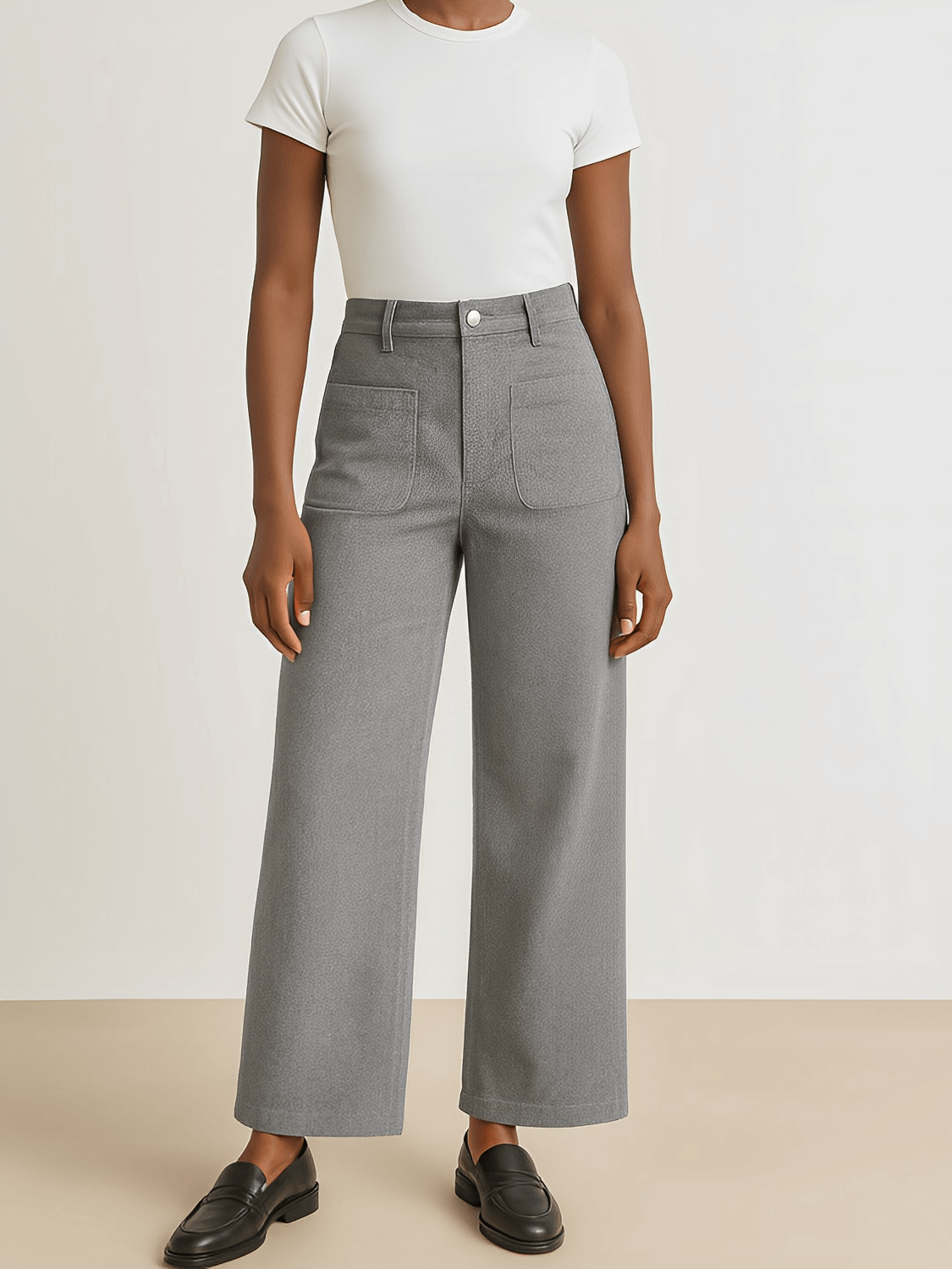 Calça Feminina Vintage em Veludo Cotelê com Bolsos Frontais Cintura Alta e Modelagem Wide Leg - Antonia