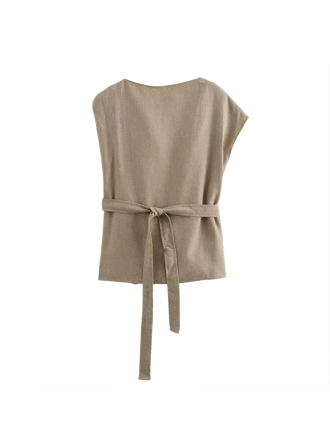 Conjunto Feminino com Blusa de Ombro Único com Amarração na Cintura e Calça Reta - Lucie