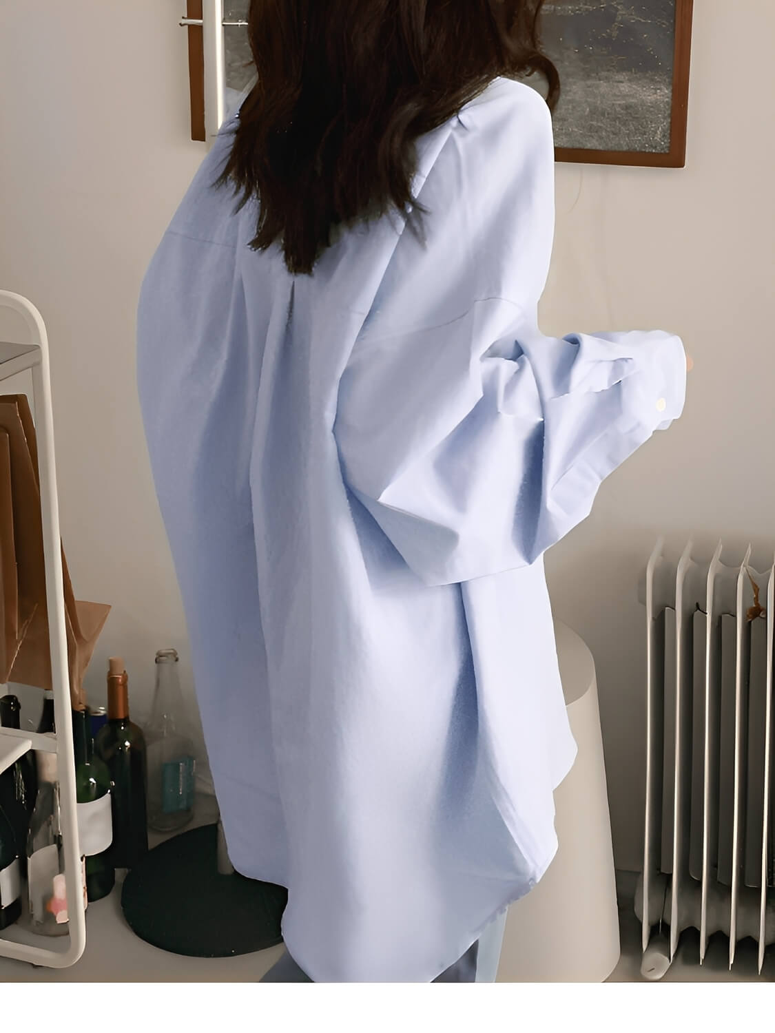 Camisa Feminina Oversized Tradicional com Colarinho Virado e Fechamento em Botões – Lane