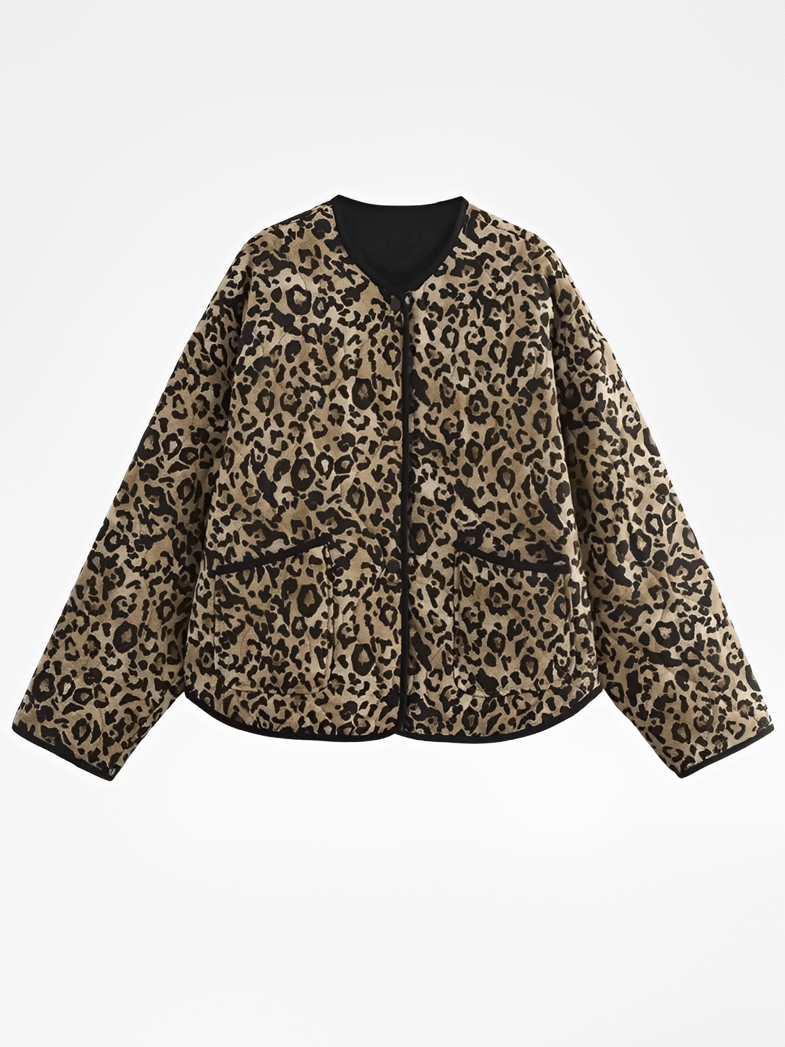 Casaco Feminino Acolchoado com Estampa Animal Print Bolsos e Fechamento em Botão de Pressão - Pabline