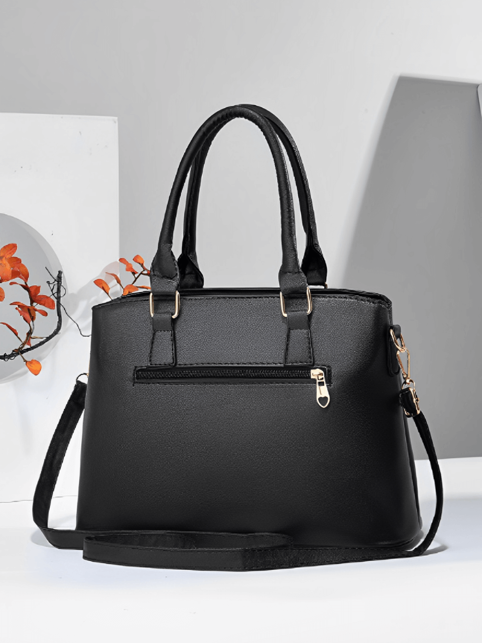Conjunto de 2 Bolsas Femininas Elegantes com Alça Transversal e de Ombro com Zíper e Acessórios – Amber