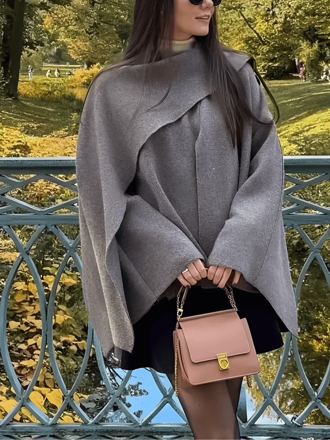 Casaco Feminino Poncho com Gola Lenço Elegante – Alana
