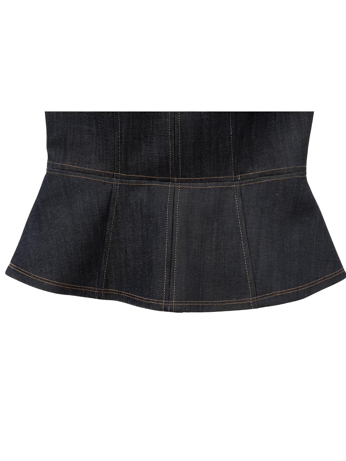 Conjunto Feminino de 3 Peças Jeans com Blazer Acinturado Corset Peplum e Calça Wide Leg Cintura Alta - Kendall