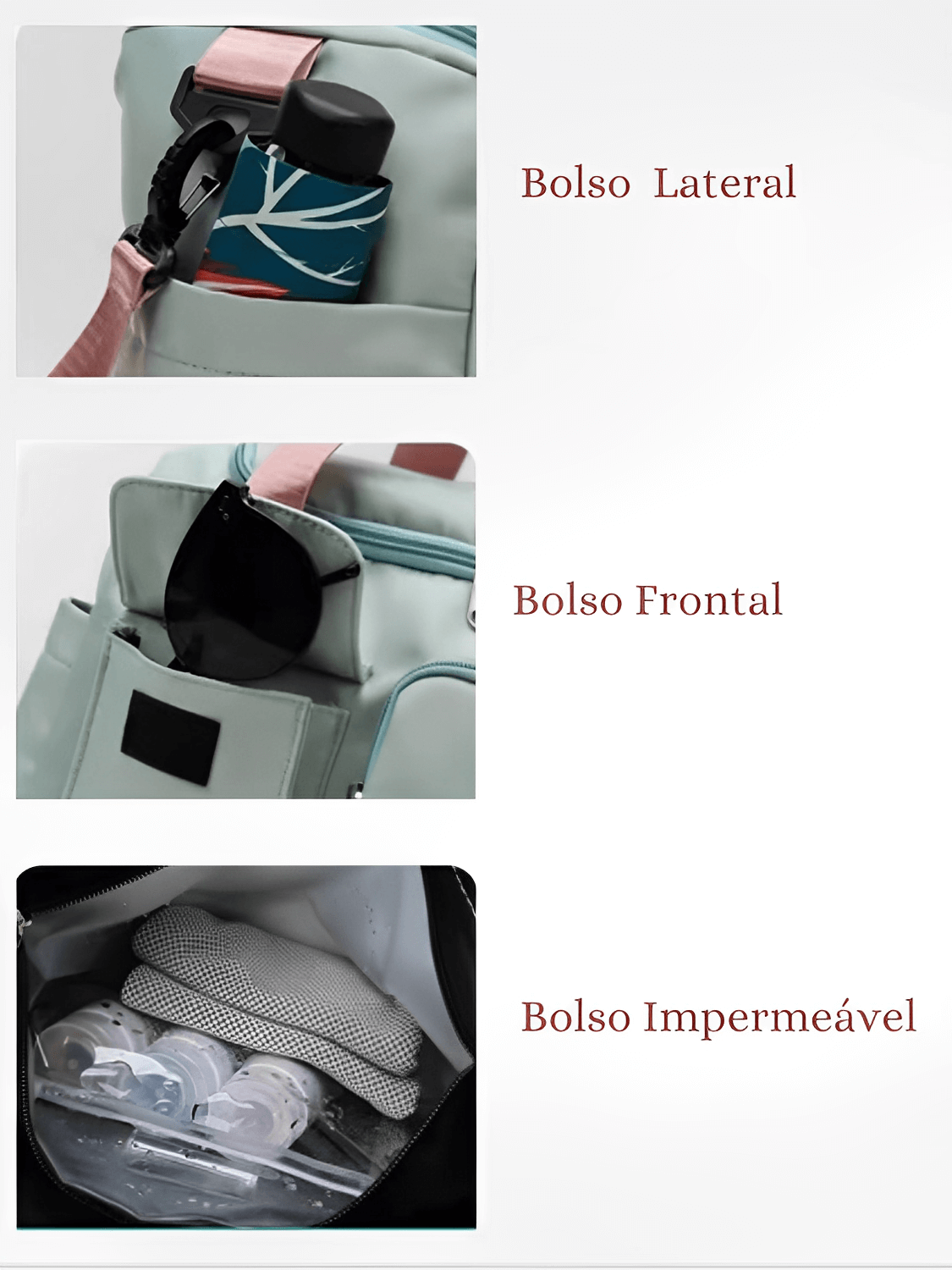Bolsa Mala Feminina Grande Impermeável com Bolsos Multifuncionais – Kelly