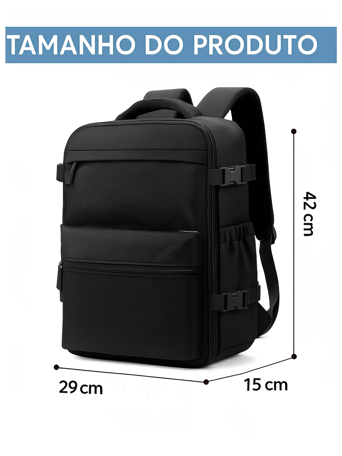 Mochila Multifuncional para Viagem com Compartimentos Internos e Externos e Compressor à Vácuo – Tati