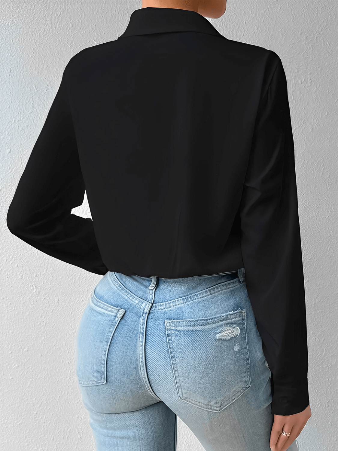 Camisa Body Feminina Estilo Alfaiataria com Punhos Estruturados e Botões – Mercedes