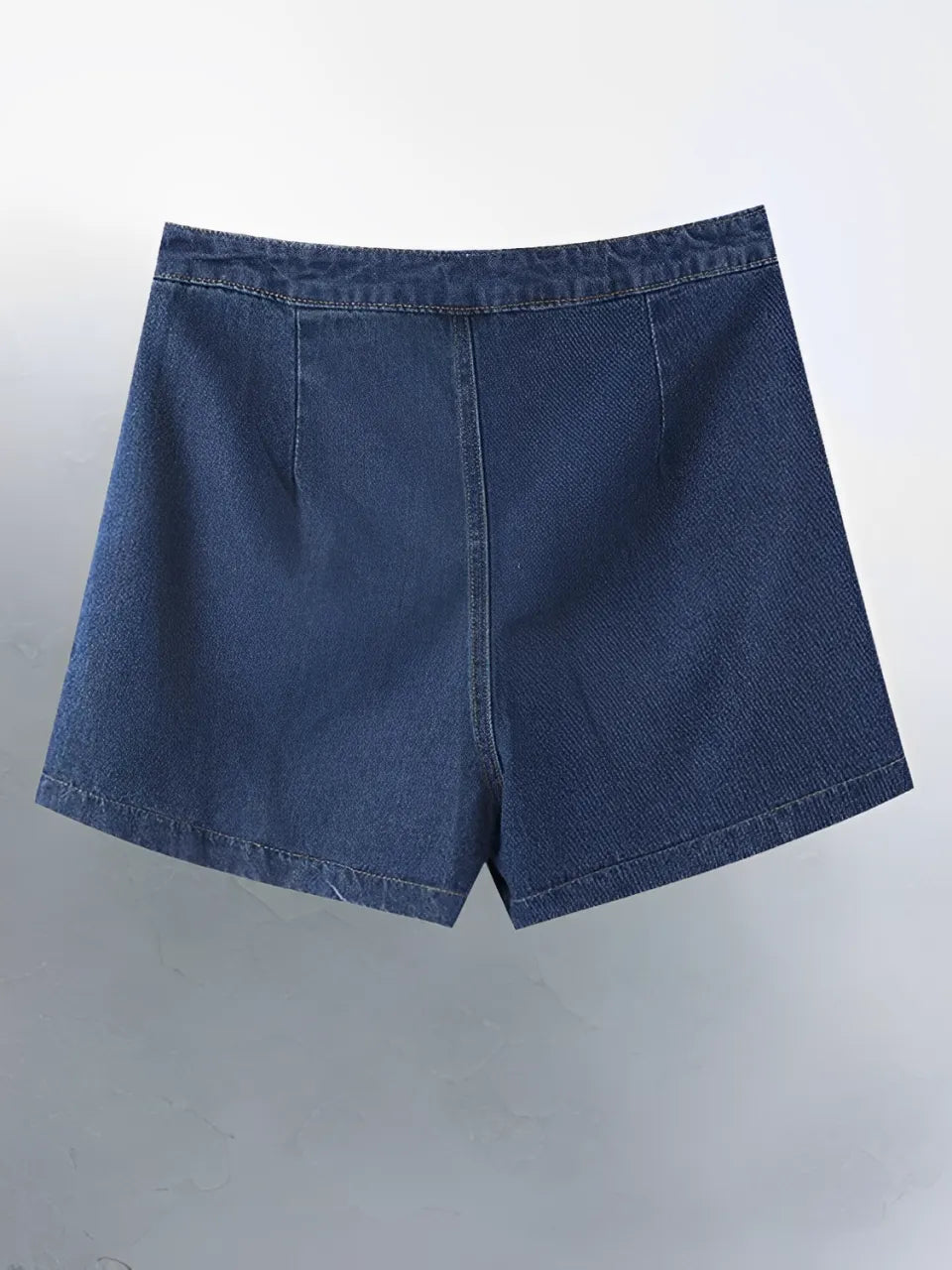 Conjunto Feminino Jeans com Colete de Botões e Short de Cintura Alta - Raiza