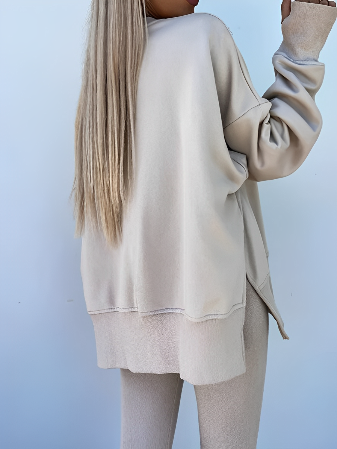 Conjunto Feminino de Moletom Oversized com Suéter Mullet e Calça Legging– Nayra [FRETE FULL]